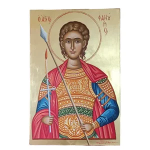 αγιος φανούριος αγιογραφημένη εικόνα handpainted icon of saint fanourios iera monh sotiros xristoy