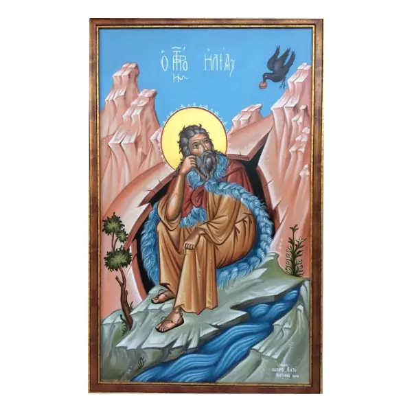 αγιογραφημενη εικόνα προφήτης ηλίας hand painted icon of prophet elias