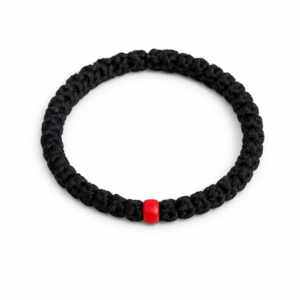 κομποσκοινι χειρος μαυρο με κοκκινη χαντρα