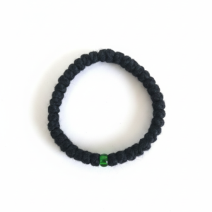 κομποσκοίνι χειρός μαύρο με πράσινη χάντρα