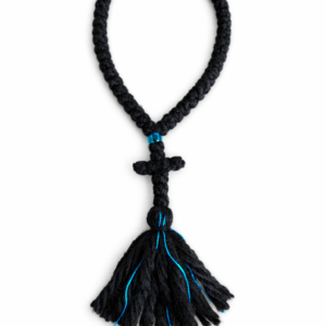 Χειροποίητο κομποσκοίνι προσευχής 50 κόμποι με φούντα και γαλάζιες χάντρες